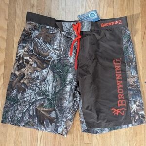 Browning Mossy Oak Men's Brown Camo Swim Trunks Size 2XL